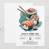 気まぐれ寿司誕生日 招待状 (正面/裏面)