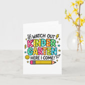 気をつけて幼稚園！僕/私が戻ってきた！新学期 カード (黄色い花)