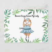 気をつけて！クレイジーなモルモットおばさん モルモット ポストカード (正面)