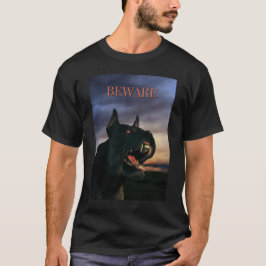 気をつけて。大きな黒い犬Tシャツ Tシャツ