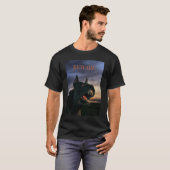 気をつけて。大きな黒い犬Tシャツ Tシャツ (正面フル)