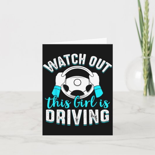 気をつけて 女の子の運転がおかしい 新米ドライバー 女性 ギフト カード (正面)
