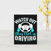 気をつけて 女の子の運転がおかしい 新米ドライバー 女性 ギフト カード (黄色い花)