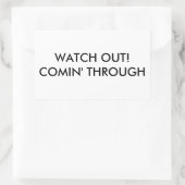 気をつけて！通り抜ける 長方形シール (バッグ)