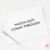 気をつけて！通り抜ける 長方形シール (封筒)