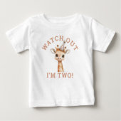 気をつけて!2歳のカワイイキリンちゃん ベビーTシャツ (正面)