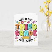 気をつけて 3年生 ここに来る！学校初日 カード (黄色い花)