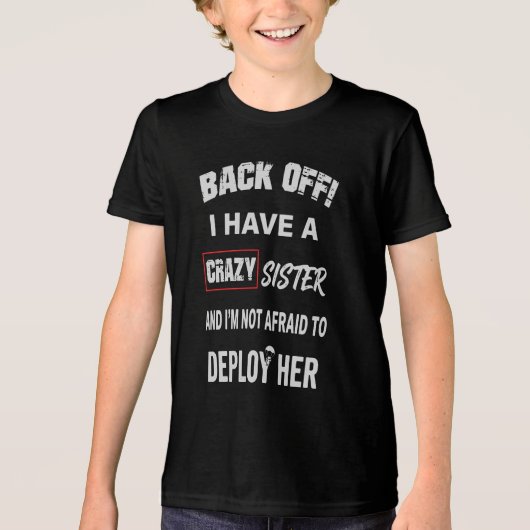 気をつけろ クレイジーな姉妹持ち警告 トライブレンドTシャツ (正面)