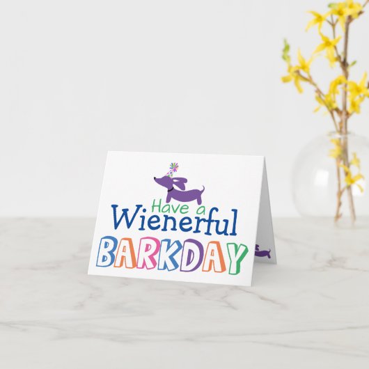 気を引くバークデイ誕生日ウィーナー犬のノートを持っている カード (黄色い花)