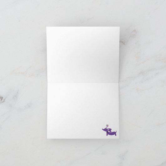 気を引くバークデイ誕生日ウィーナー犬のノートを持っている カード (内部)