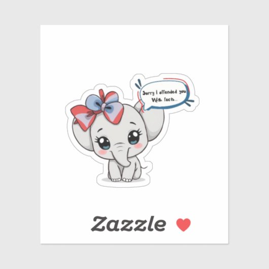 気を悪くしてごめん…かわいい象 シール (シート)