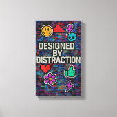 気を散らすことで設計 | デジタルグリッチキャンバス キャンバスプリント (正面)