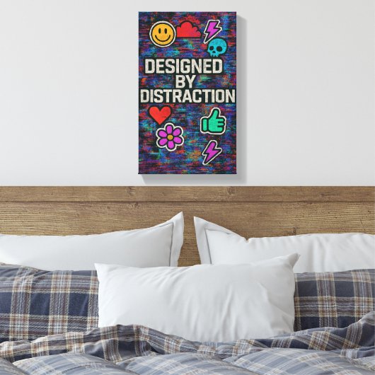 気を散らすことで設計 | デジタルグリッチキャンバス キャンバスプリント (インサイチュ (寝室))