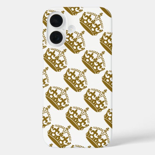 気を静かにして持ちこたえろ ゴールドクラウン on 白 Case-Mate iPhoneケース (裏面)