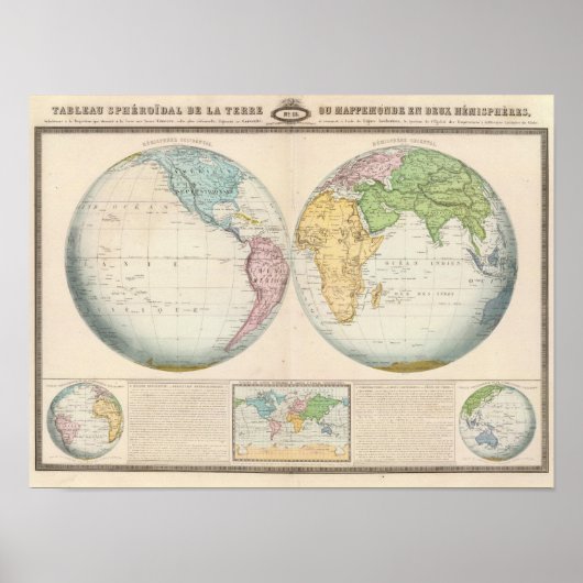 気候の二重半球の地図 ポスター (正面)