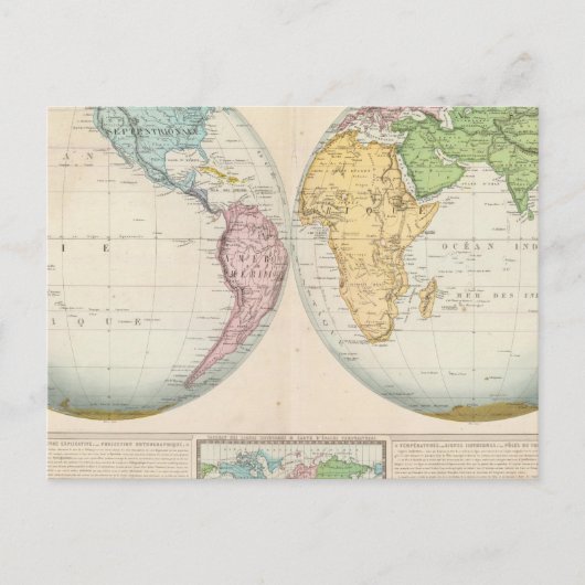 気候の二重半球の地図 ポストカード (正面)