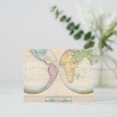 気候の二重半球の地図 ポストカード (スタンド正面)