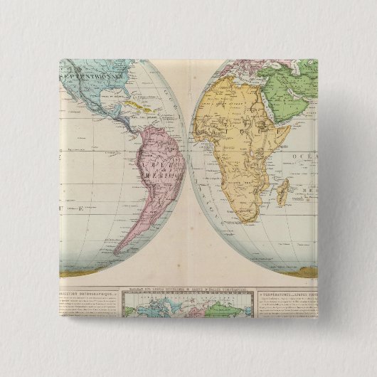 気候の二重半球の地図 缶バッジ (正面)