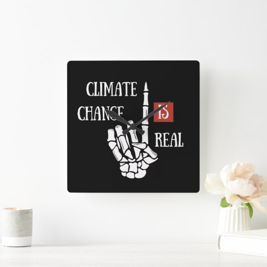 気候の変化は実在環境の変化である スクエア壁時計 (ホーム)