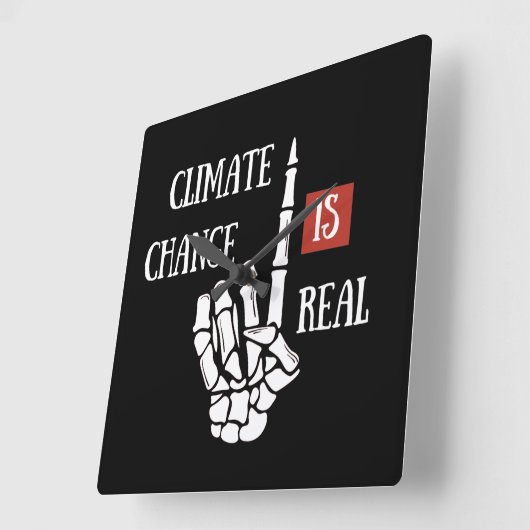 気候の変化は実在環境の変化である スクエア壁時計 (傾斜)