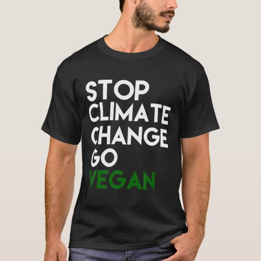 気候ストップ変動移動ビーガン Tシャツ (正面)