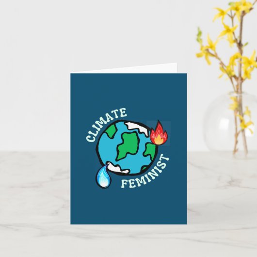 気候フェミニスト折り畳みグリーティングカード カード (黄色い花)