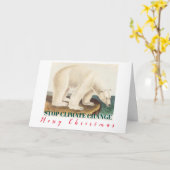 気候変ストップ動がクリスマス·ポーラー·ベアの喜び カード (黄色い花)