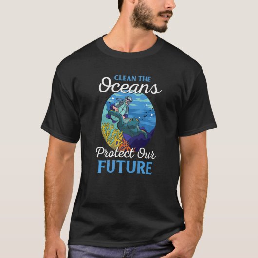 気候変動が私たちの将来の海保護を清める Tシャツ (正面)