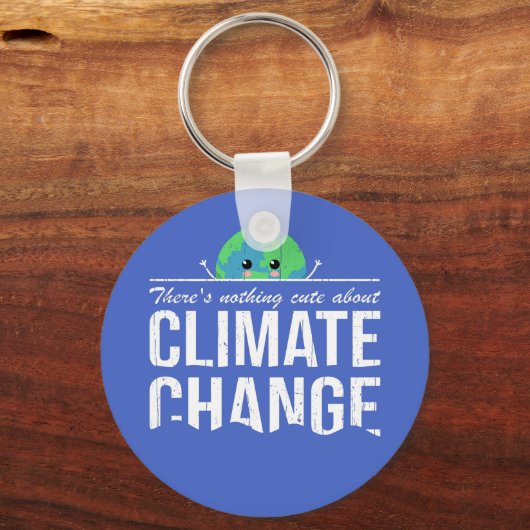 気候変動に関して何も可愛くない:溺れる地球 キーホルダー (正面)