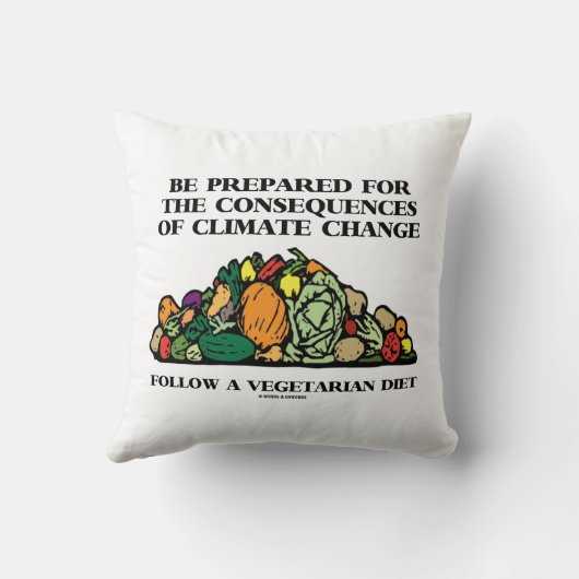 気候変動の影響を覚悟するベジタリアン クッション (裏面)