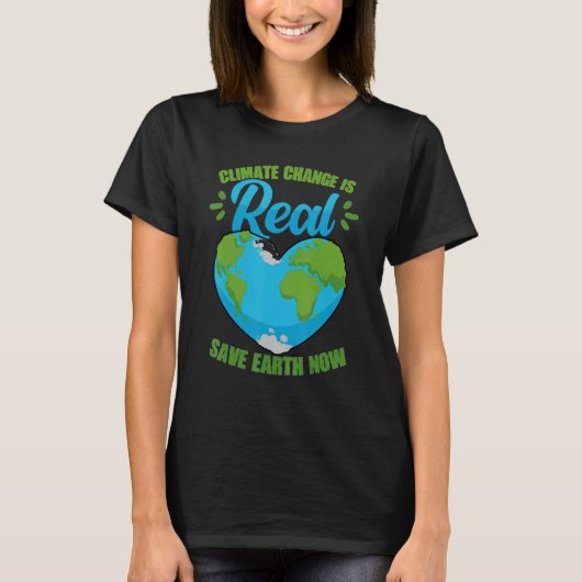 気候変動は実在今救地球環境である Tシャツ (正面)