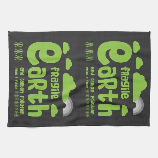 気候変動 |炭素汚染 |アクションTシャツ キッチンタオル (横)