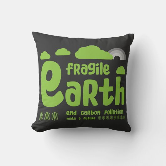 気候変動 |炭素汚染 |アクションTシャツ クッション (正面)