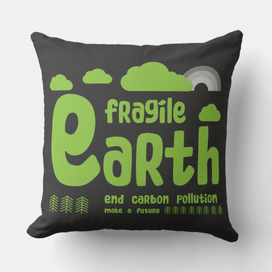 気候変動 |炭素汚染 |アクションTシャツ クッション (正面)