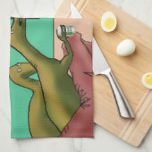 気候変化恐竜のパロディ漫画 キッチンタオル (四つ折り)