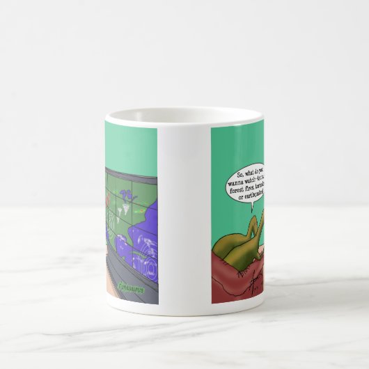 気候変化恐竜のパロディ漫画 コーヒーマグカップ (中央)