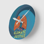 気候正義の時だ ラウンド壁時計 (傾斜)