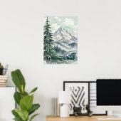 気分が上がる山の風景 水彩アート ポスター (ホームオフィス)