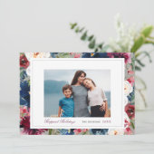 気分が上がる水彩花の最も幸せなホリデー写真 シーズンカード (スタンド正面)