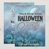 気分が変わりやすい月雲のハロウィンパーティー招待状 招待状 (正面/裏面)