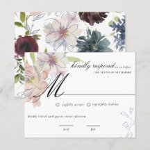 気分が変わるジュエルトーンの花柄結婚式返信カード