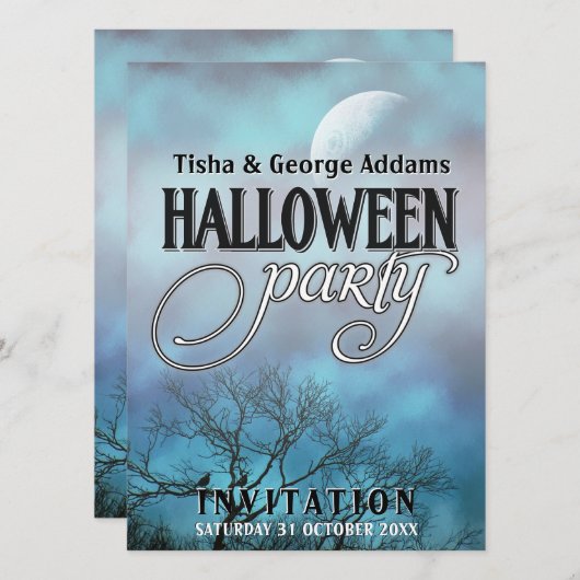 気分が変わる月雲のハロウィンパーティー招待状 招待状 (正面/裏面)