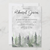 気分が変わる水彩画の松の木の森のリハーサルディナー 招待状 (正面)