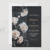 気分が変わる白い花の黒い結婚式の招待状 招待状 (正面)
