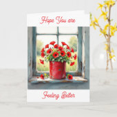 気分が良くなっているといいのね | 赤いポピー カード (黄色い花)