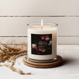 気分が落ちるような フローラル ウェディング ダーク ロマンティック ブラック バーガンディ スクエアシール