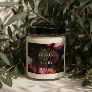 気分が落ちるような フローラル ウェディング ダーク ロマンティック ブラック バーガンディ 長方形シール