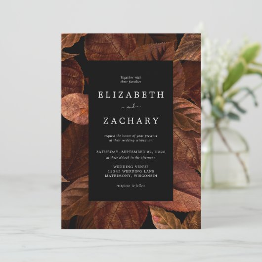 気分が落ちる秋の落ち葉サビウェディング 招待状 (スタンド正面)