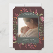 気分が落ち着く秋の花柄2枚の写真を使った誕生のお知らせ 招待状 (正面)