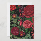 気分が落ち着く花のブラックアーチ バーガンディーレッドの結婚式 セーブザデート (裏面)